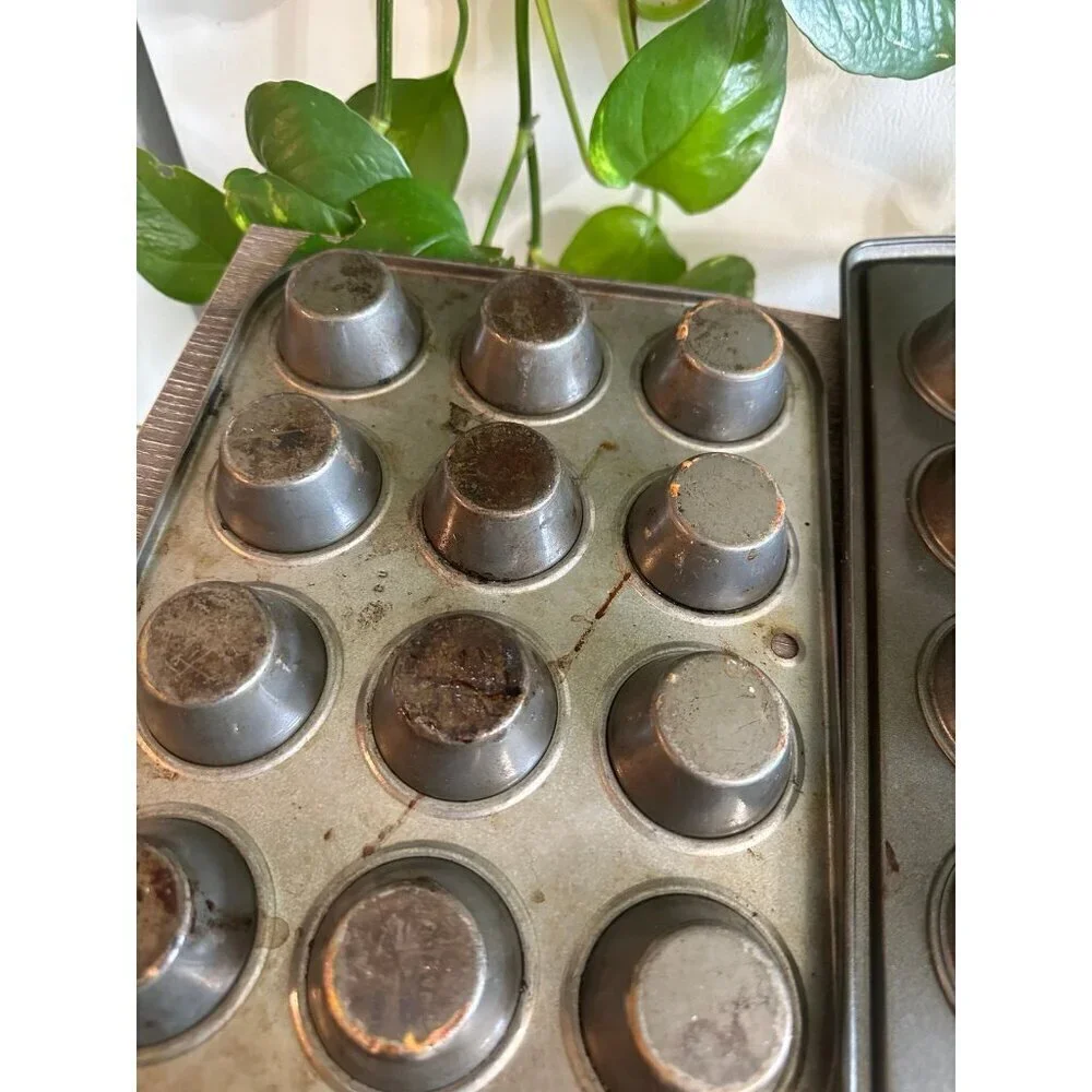 Two piece vintage cupcake tins
